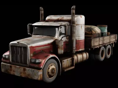 Rusty Cargo Truck Post Apocalyptic Industrial Game Ready Low-poly 3D model