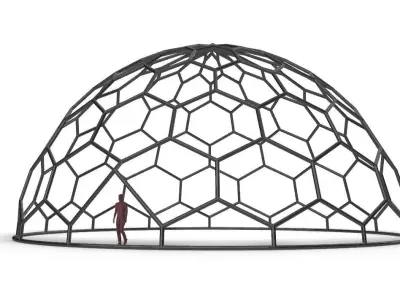 Hexagonal Dome Pattern Wireframe Structure 3D model