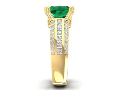 Emerald Diamond Engagement Ring for Women 726 3D print model