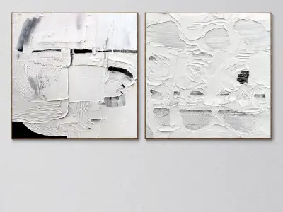 Plaster two square photo frames 53 Low-poly 3D model