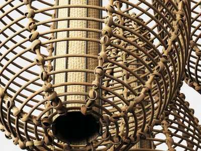 Lamp wicker branch rattan spindle 3D model