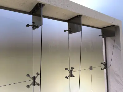 Glass partition with door and lock 3D model