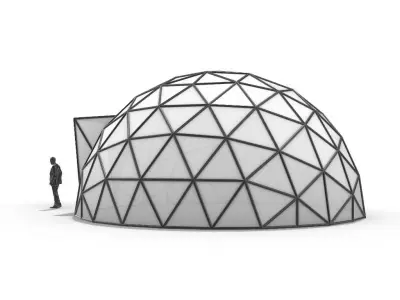 Geodesic Dome with Door Opening and enclosure Panels 3D model