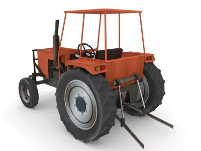 Old Farm Tractor Low-poly 3D model