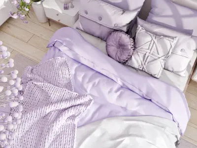 Lavender Bedroom Blender Scene 3D model