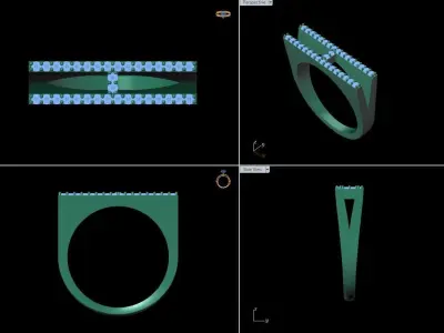 alphabet jewelry ring diamond letter H 3D print model