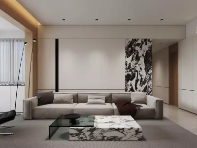 Modern living room dining room interior scenes 216 3D model