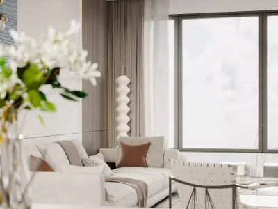 Modern living room dining room interior scenes 560 3D model