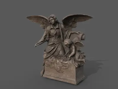 Statue of an Angle 2 Low-poly 3D model