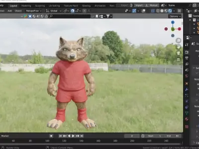 Realistic Furry Wolf Mascot for Animation Games Low-poly 3D model