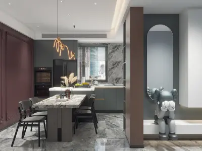 family 3D model of interior scene Living room  3D model