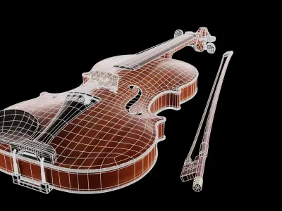 Violin music instrument Low-poly 3D model