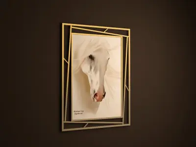interior horse in gold frame on wall 3D model