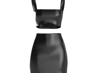 Female leather top and skirt 3D model
