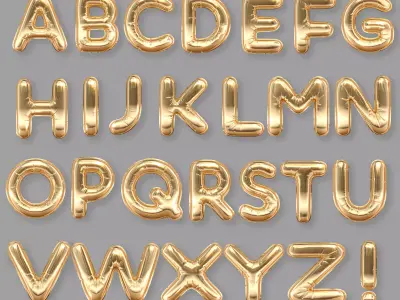  Balloons  Alphabet Golden 3D model