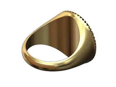 Fluted bezel Claddagh heart crown diamond signet ring size 9 3D print model