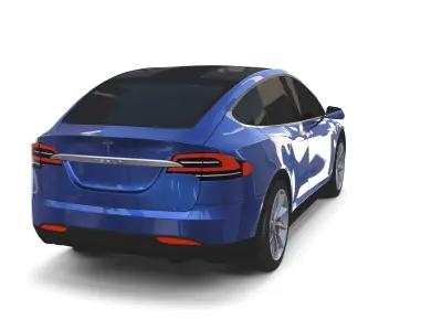 Tesla Model X with Chassis Blue 3D model