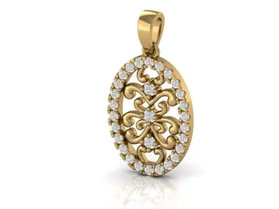 Oval Filigree Pendant 3D print model