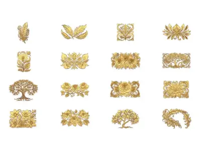16 Ornamental murals decor set Pack 01  3D Model Collection