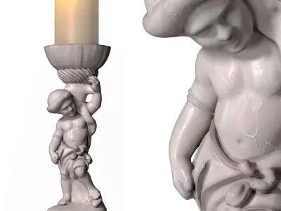 Classic Marble Candlestick Sculpture Candle Holder 3D model