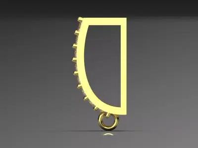 small gold bail pendant jewelry gl0014 3D print model