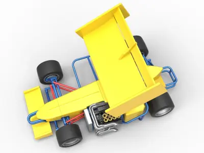 Supermodified front engine Winged race car V2 Scale 1 to 25 3D print model
