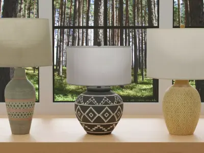 Collection of 3 Low Poly Decorative Table Lamp Low-poly 3D model