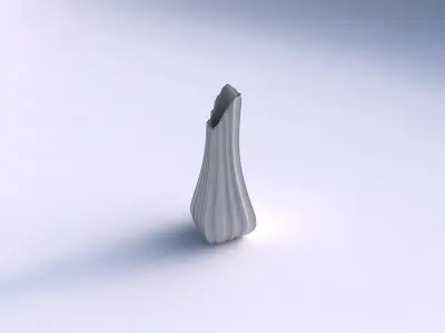 Vase top bent rectangle 2 with smooth vertical ribbons  3D print model
