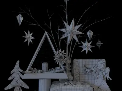New Year Decor Set Low-poly 3D model