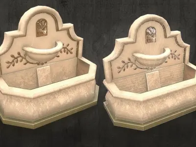 Fountains two Low-poly 3D model