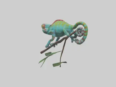 Panther Chameleon climbing model Low-poly 3D model