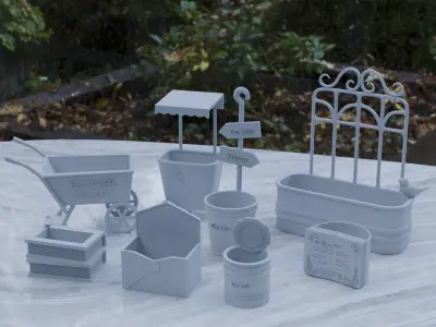 gardening flower vases set 3d printable model 3D print model