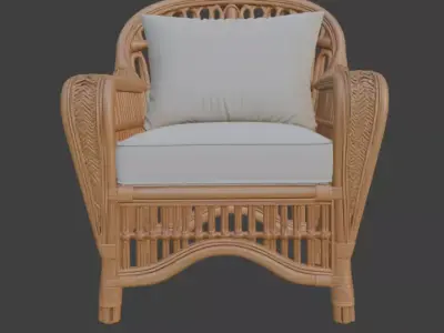 Ornate Rattan Armchair 3D model