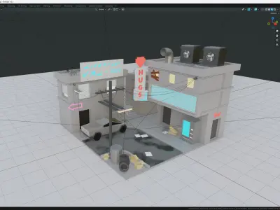 Cyberpunk-city 2077 with Tesla 3D model