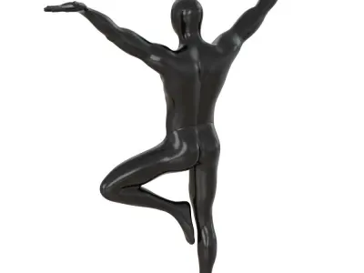 Male abstract mannequin stands in yoga pose 111 3D model