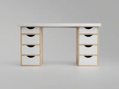 Study desk with drawers Low-poly 3D model