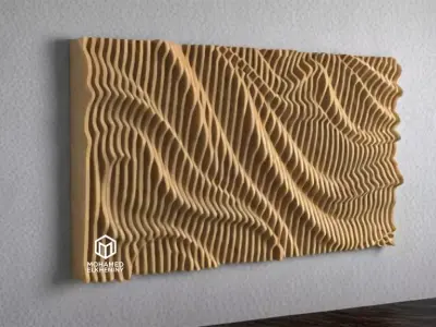 Parametric Wavy Wooden Wall Decor 18 - wood cutting machines 3D model