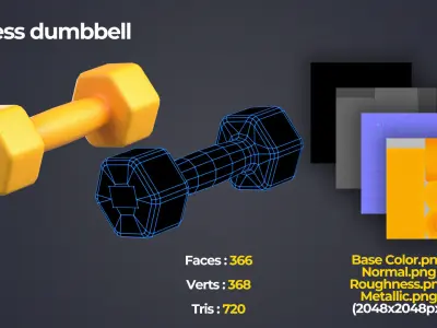 Fitness Dumbbells with Rack Low-poly 3D model
