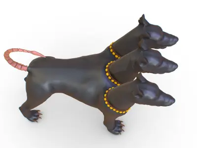 High Poly Monster Three Headed Cerberus Dog 3D Model 3D model