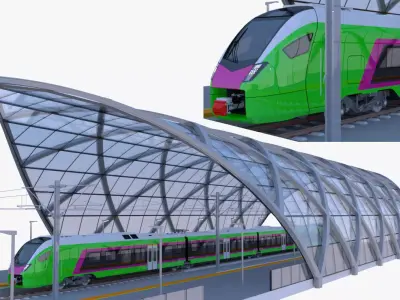 Station with Stadler Flirt 3D model