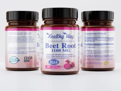 Supplement Bottle with Label Packaging 3D Modelling 3D model