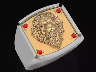 Lion man ring Sculpture jewelry Gold silver 3D print model