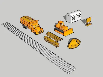 Construction Site Bulldozer Dumptruck Set by Outland Models 3D print model