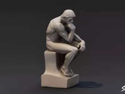 The Thinker Low-poly 3D model