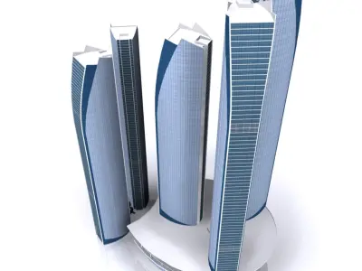 ETIHAD TOWER 3d Model  Low Poly Low-poly 3D model