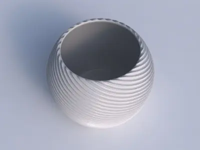 Bowl spheric with bent extruded lines 2 3D print model