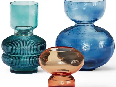 Set of colored glass vases 3D model