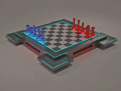 3D Chess Future Low-poly 3D model