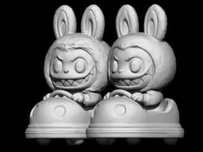 Labubu Duo in Bumper Car 3D print model
