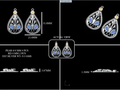 Fountain oxidize earring  3D print model